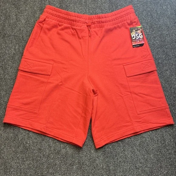 DSG Cargo Terry Shorts Bungee Cinch Relaxed Fit Radical Red Mens Medium - Picture 1 of 10